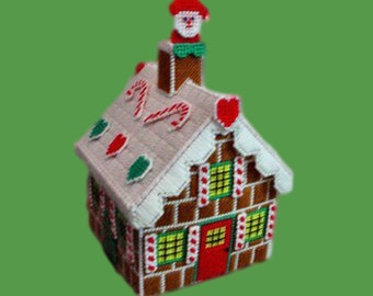 Plastic Canvas Gingerbread House | Christmas Plastic Canvas Pattern | Gingerbread House Plastic Canvas | Plastic Canvas Christmas Village