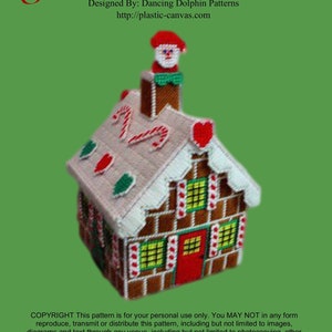 Plastic Canvas Gingerbread House | Christmas Plastic Canvas Pattern | Gingerbread House Plastic Canvas | Plastic Canvas Christmas Village