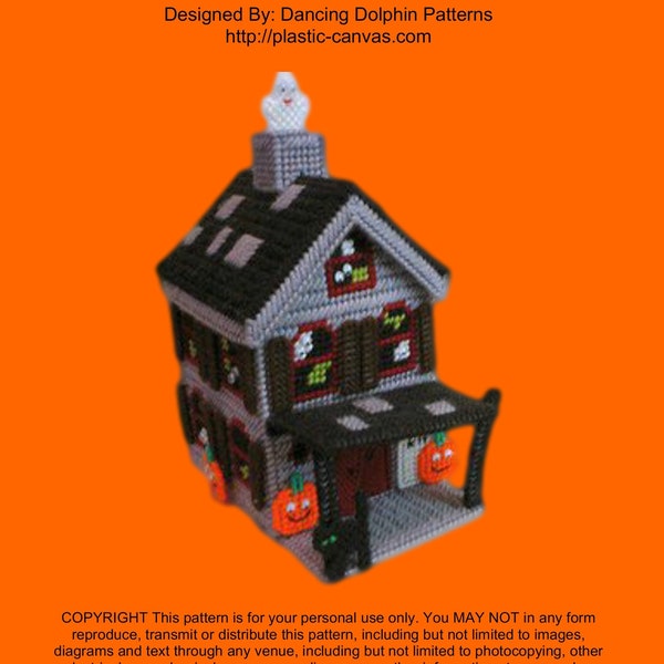 Halloween Time Haunted House | Plastic Canvas Pattern | Plastic Canvas Haunted House | Plastic Canvas Halloween Pattern | Plastic Canvassing