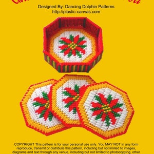 Christmas Poinsettia Coaster Set: Plastic Canvas Pattern