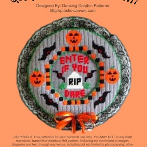 Plastic Canvas Pattern Halloween Plastic Canvas Plastic Canvas Halloween Wreath Plastic Canvas Wreath Halloween Wreath PDF Pattern image 1