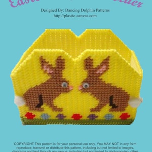 Colorful Easter Bunny Napkin Holder - DIY Plastic Canvas Pattern for Festive Table Decor