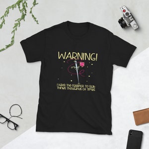WARNING! I have Patience To Stab Things Thousands Of Times | Cross Stitch Needlepoint Short-Sleeve Unisex T-Shirt