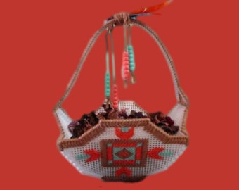 Southwestern Beauty Basket - Plastic Canvas Pattern – Southwest Design – Needlework Home Décor - Candy Dish – Guest Soaps – Desert Charm