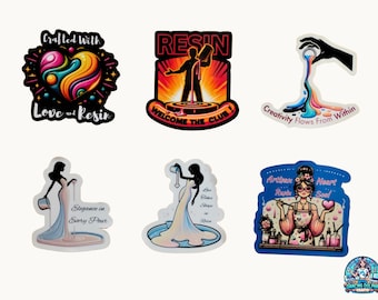 Resin Artist Stickers | Handmade Epoxy Resin Art Stickers for Makers, Crafters & Studio Artists | Choose Your Design