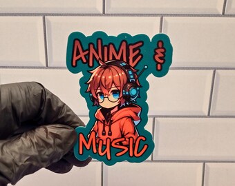 Anime Music Lover Sticker, Otaku Gift, Kawaii Mug, Gamer T-Shirt, Anime Headphones Design, J-Pop EDM Merch, Japanese Aesthetic