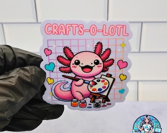 Crafts-O-Lotl Sticker, Mug, or T-Shirt – Kawaii Axolotl Gift for Crafters, Artists, DIY Lovers, Scrapbookers, Makers & Craft Room Decor