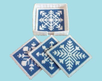 Snowflake Coaster Set: Plastic Canvas Pattern