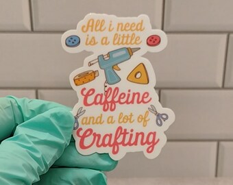 Coffee & Crafting Sticker: Funny DIY Crafter Gift