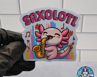 Saxolotl Sticker, Mug, or T-Shirt – Funny Music Gift for Band Students, Sax Players, Music Teachers, or Kawaii Axolotl Fans