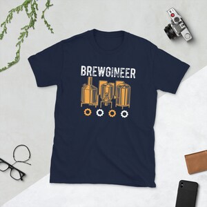 Brewgineer Craft Beer T-Shirt Homebrewing Gift Beer Lover Gift Gift for Him Beer Brewer Tee Brewing Shirt Beer Gift Navy