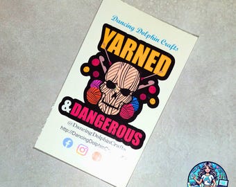 Yarned & Dangerous – Skull Yarn Sticker, Edgy Crochet Mug, Funny Knitting T-Shirt, Hardcore Craft Gift, Yarn Rebel Merch