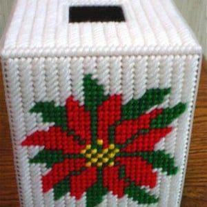 Christmas Poinsettia Boutique Tissue Cover Plastic Canvas Pattern image 3