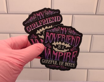 Vampire Sticker – Boyfriend & Girlfriend Versions | Gothic Spooky Couples Gift | Halloween Decal | Vampire Saying | Horror Aesthetic Sticker