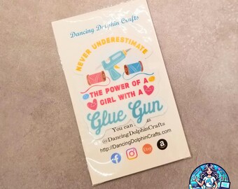 Crafty Girl Power Sticker: DIY Queen, Funny Crafter Gift