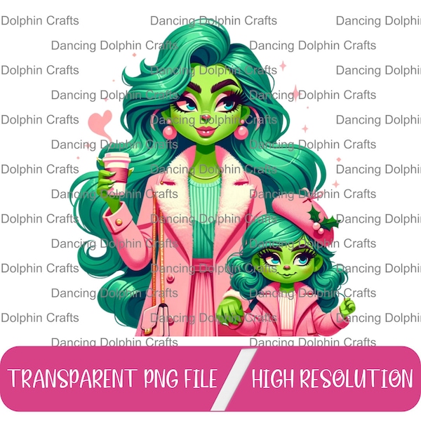 Green Girl - Lady in Green – Bougie Green Woman – Green Fashionista - Pink Green Girl – Transparent PNG – High Resolution – 300 dpi