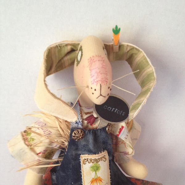 Handmade Bunny Doll, Art Doll Rabbit, Handmade Primitive Bunny, Primitive Rabbit, Rabbit Doll, Primitive Doll, Easter Decor, Spring Decor