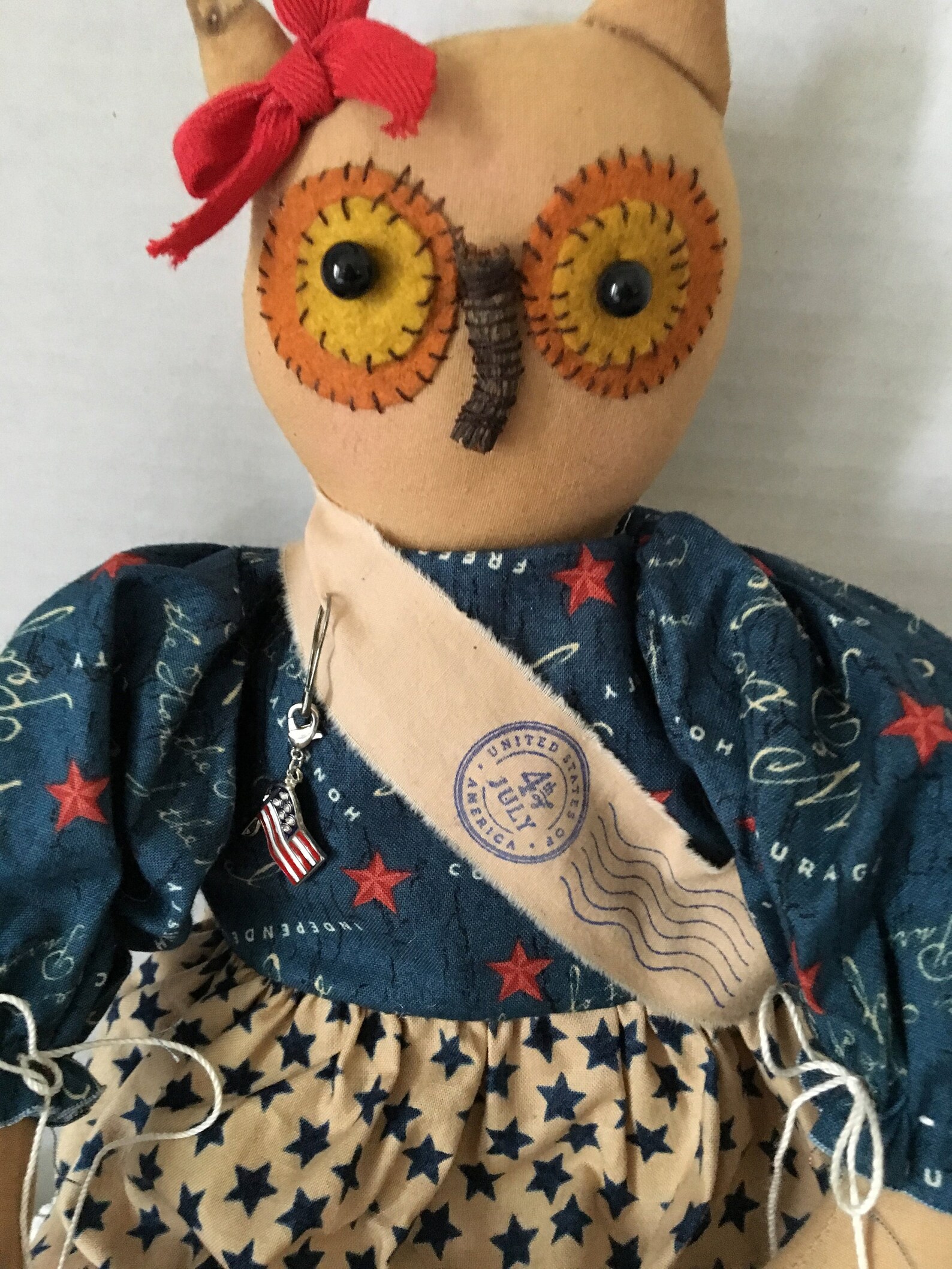 Patriotic Owl Doll Primitive Dolls Whimsical Doll Owl Etsy