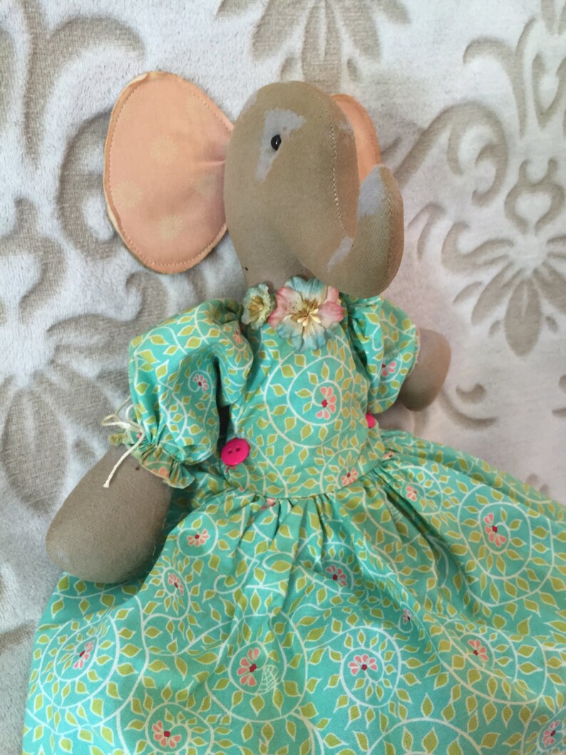 Handmade Elephant Doll Art Doll Elephant Handmade Primitive Etsy