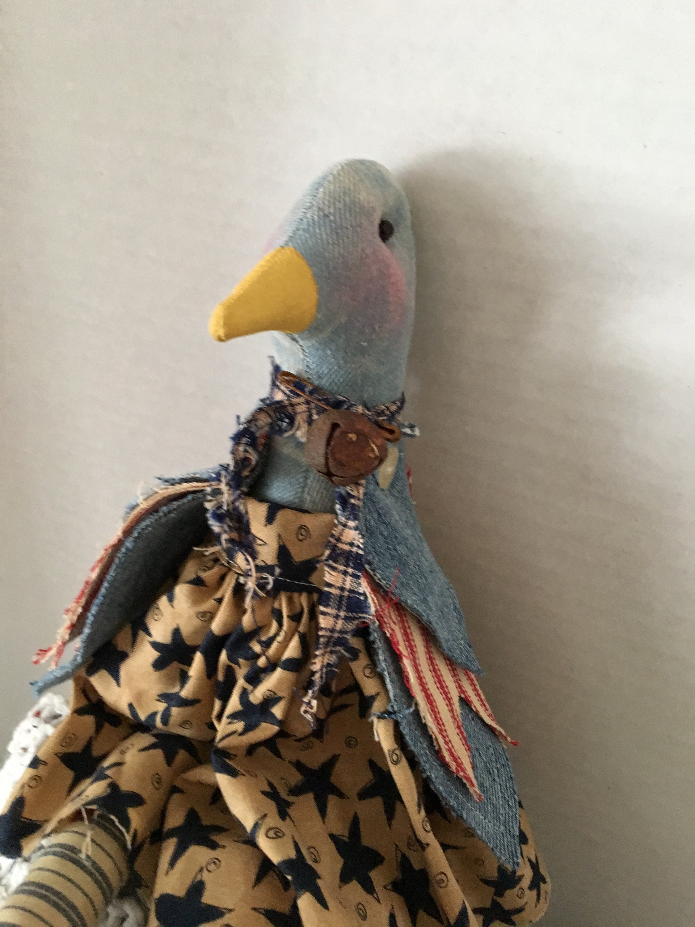 12 Patriotic Bird Doll Denim Doll Small bird doll Etsy