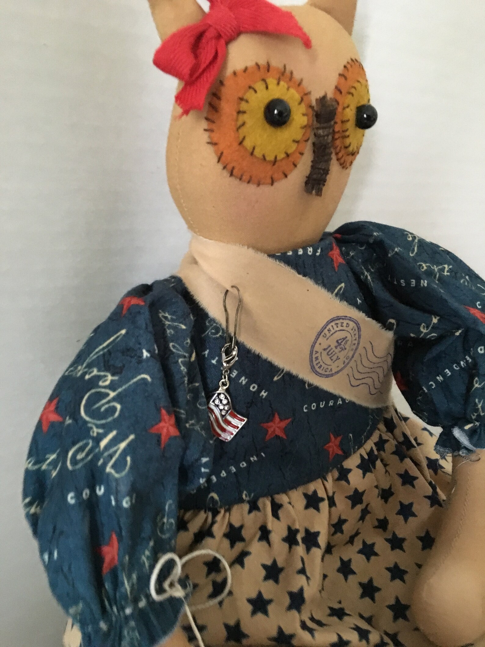 Patriotic Owl Doll Primitive Dolls Whimsical Doll Owl Etsy