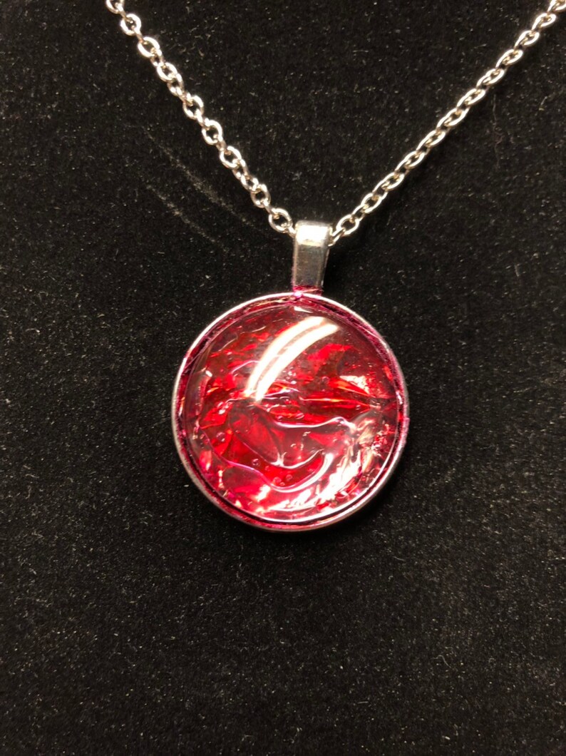 Large Red Textured Necklace