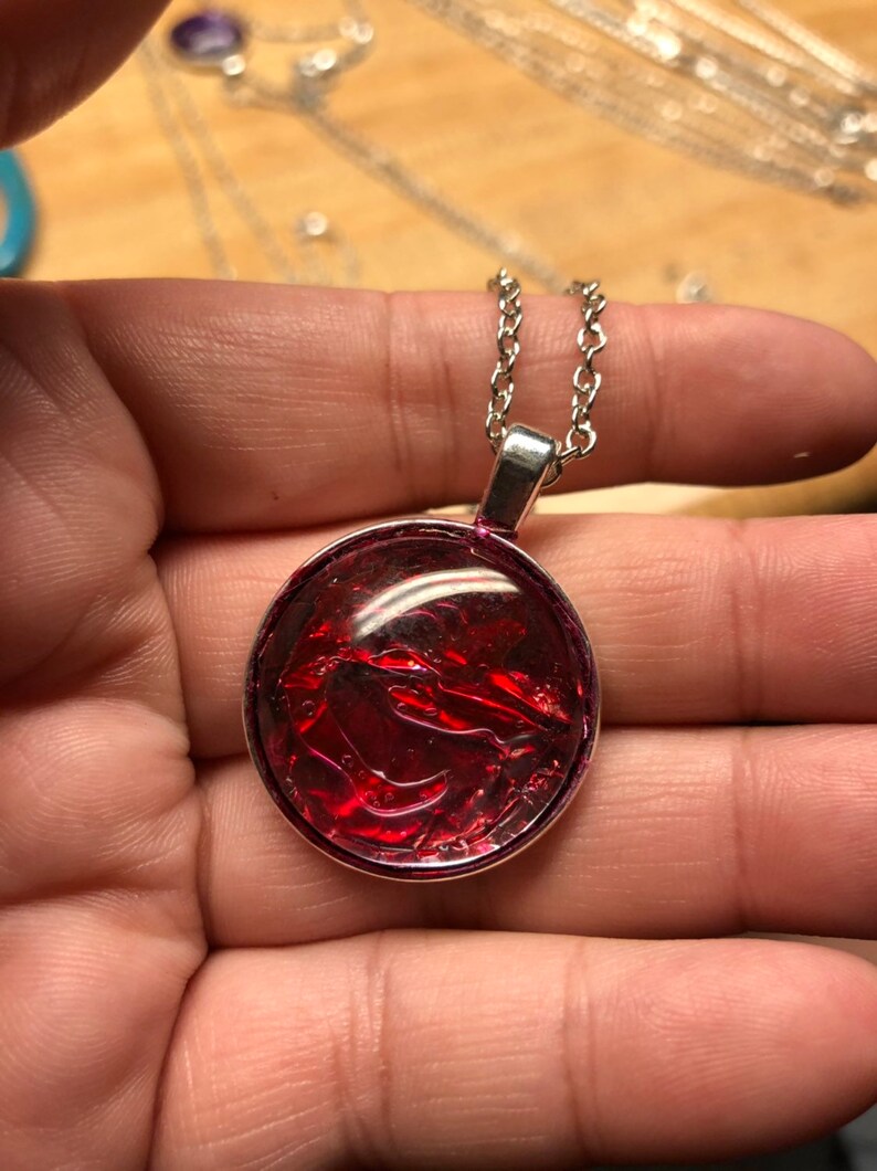 Large Red Textured Necklace