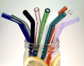 Two Glass Drinking Straws - Reusable - Free Shipping - Bent or Straight - Choose a Length - Color - Borosilicate (Pyrex) - Made in Oregon