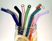Glass Drinking Straws - Free Shipping - Reusable - Bent or Straight - Choose Length and Color Borosilicate (Pyrex) - Made in Eugene Oregon