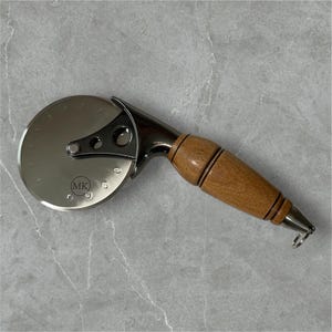 Handcrafted English Walnut Pizza Cutter: Stainless Steel Wheel
