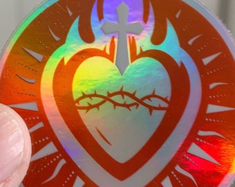 Sacred Heart | Holographic Catholic Vinyl Sticker