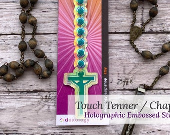 Rosary "Touch Tenner" | Embossed Holographic Vinyl Sticker | Catholic Sticker | Prayer | Chaplet | Laptop Phone Tumbler