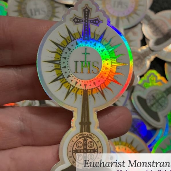 Eucharistic Monstrance | Catholic Holographic Vinyl Sticker | Laptop Phone Tumbler