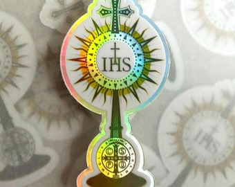 Eucharistic Monstrance | Catholic Holographic Vinyl Sticker | Most Blessed Sacrament | Laptop Phone Tumbler