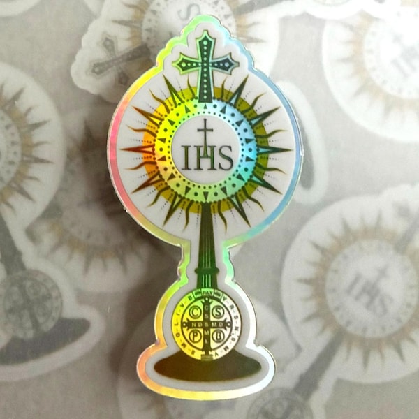 Eucharistic Monstrance + Catholic Holographic Vinyl Sticker + Most Blessed Sacrament