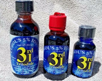 3RDi 5% Lugol's Solution Iodine/Potassium Iodide 6.25mgs/drop 15, 30, 60ml sizes  Since 2011!