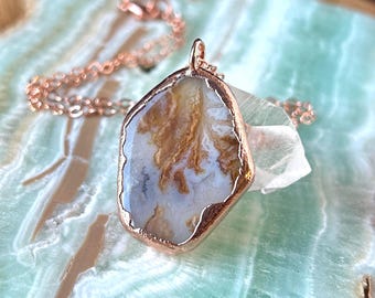 Dendrite Agate and Copper Electroformed Pendant, Natural, Nature Jewelry, One of  a Kind, Organic, Earthy Necklace