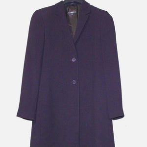 Vtg. Zanella Italy Dark Vine Purple Rayon Acetate Long Jacket Women Coat Size:8