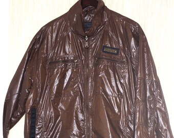 GiorgioARMANI　80s ブラウンカーキ系　サイズ52 Giorgio Armani Brown Nylon Windbreaker Bomber Jacket Men Size: 3XL