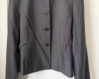 Chaqueta tipo blazer para mujer HUGO BOSS Jisseta, mezcla de lana y seda, color gris, talla 8