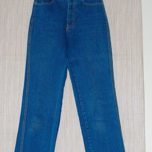 BonJour Turquoise Blue Vintage High Waist Women&#39;s Denim Jeans Size:4 Inseam 35&quot;