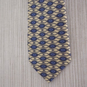 Rochas Paris Yellow Blue Print Men Tie 60&quot; x 3.75&quot;