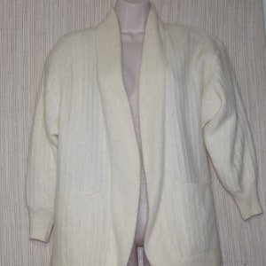 Kamiran Vintage Off white Angora Lambswool Open Lined Cardigan Sweater Size:S
