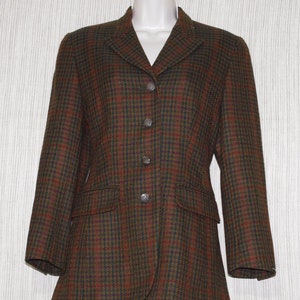 Aquascutum of London Multicolored Brown Wool Pleated Women&#39;s Sport Coat Jacket Size USA 4. UK 6
