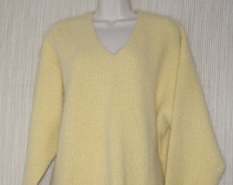 Rafaella Vintage  Angora Lambswool Lemon Yellow Sweater Size XL