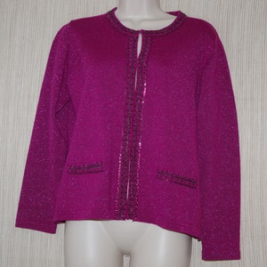 Calne Tokyo Raspberry Wool Lurex  Beaded Cardigan Women Sweater Size:S