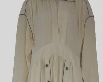 Vestido vintage de manga larga en mezcla de seda color crema de Philosophy di Lorenzo Serafini Talla:6