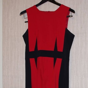 SPORTMAX Red Black Viscose Stretch Sleeveless Bodycone Below Knee Dress Size:12