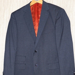 Bianco Brioni Vitale Barberis Canonico Gray Blue Wool silk Men Blazer 42R