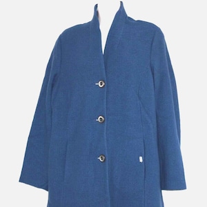 Geiger Oostenrijk Vintage wollen staalblauwe wollen erwtenjas jas maat: 40